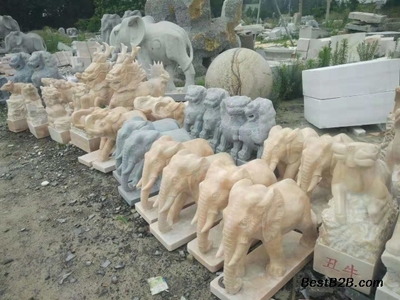 山東石雕廠家專業(yè)定制 大門(mén)口擺放石雕大象與小象的藝術(shù)與實(shí)用